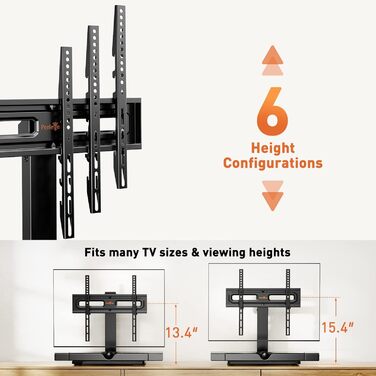 Підставка для телевізора Perlegear, поворотна, для 32-60 дюймів, до 40 кг, VESA 400x400 мм, регулювання висоти