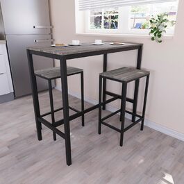 Набір барного столу Vida Designs Roslyn 2 з 2 барними стільцями. Індустріальний стиль, сталевий каркас (сірий)