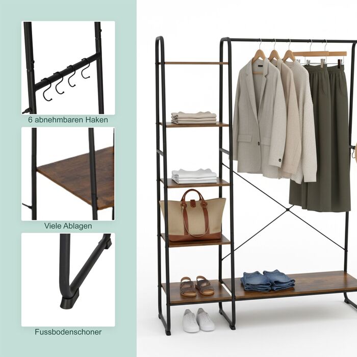 Підставка для одягу Relaxdays з полицею для взуття