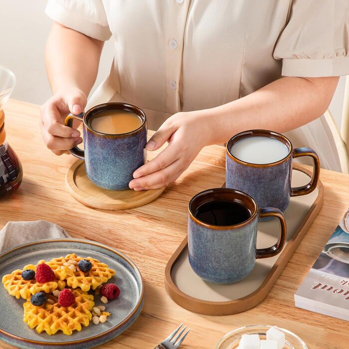 Набір посуду Vancasso Steingut 24 елементи (на 8 осіб) - Тарілки, салатники, миски. Серія ONION (блакитний), дизайн Galaxie.