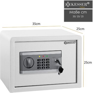 KESSER® Електронний сейф | 38x30x30 см | з батарейним блоком | Вбудоване освітлення | Сейф для підлоги та стіни | Меблевий сейф | Срібний