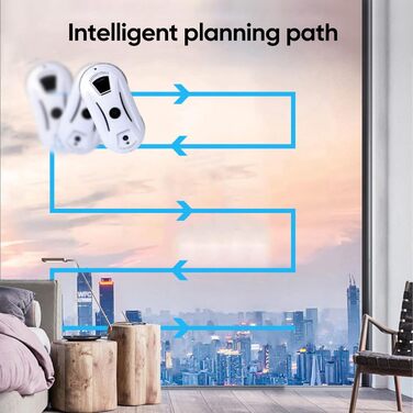 Робот для миття вікон з автоматичним струменем води, 5600 Па, для гладких поверхонь, з пультом дистанційного керування, з 10 мітками для миття