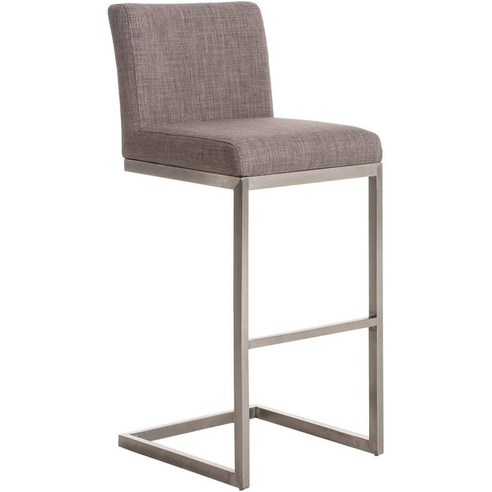 Барний стілець Paros з нержавіючої сталі, оббивка з тканини, з підлокітником та ергономічною підніжкою, сірий