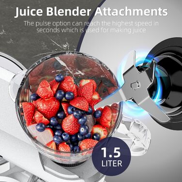 Універсальна кухонна машина 2000W 3-в-1 з м'ясоподрібником, соковитискачем та міткою, 5.5л чаша, срібна