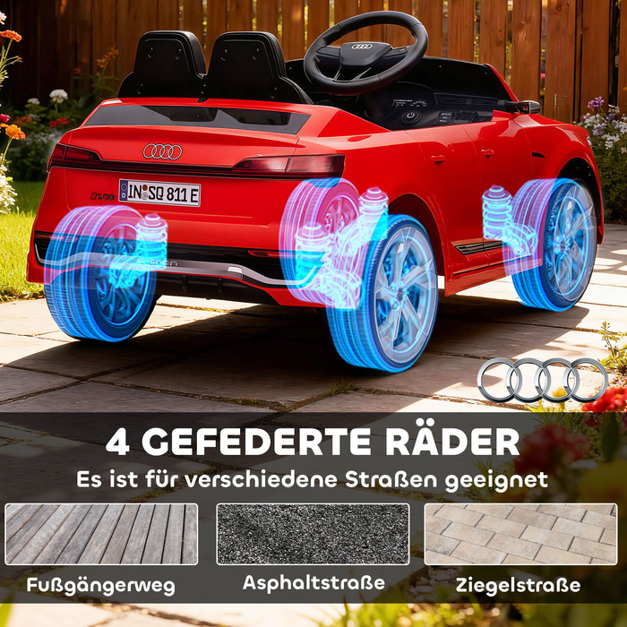 Електромобіль для дітей Audi Q8, 12V, швидкість 3-5 км/год, пульт дистанційного керування, фари, музика, червоний