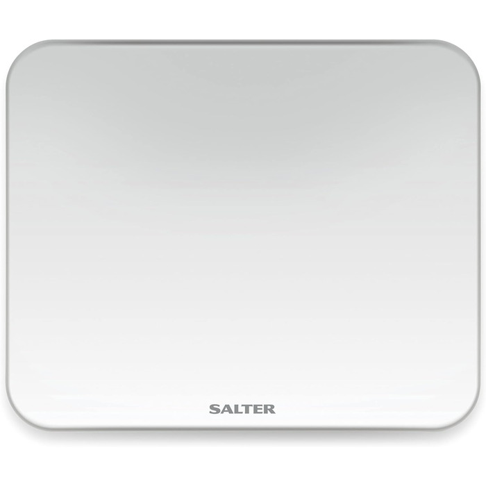 Компактні електронні ваги Salter 9204 WH3R преміум-класу, місткість 180 кг, з підсвічуванням, зручний для читання дисплей, безпечне скло, повстяні глайди, точні та надійні, кг або фунтів, білий