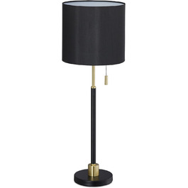 Настільна лампа Relaxdays з вимикачем, елегантна приліжкова лампа з тканинним абажуром, цоколь E27, HD 69 x 24 см, чорно-золотий