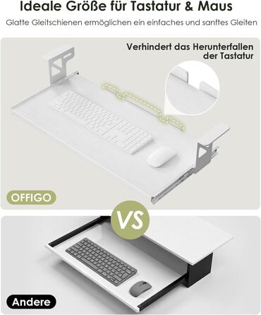 Електричний регульований стіл OffiGo 100x50 см з підставкою для клавіатури, 3 функції пам'яті, білий | Стіл для роботи та навчання