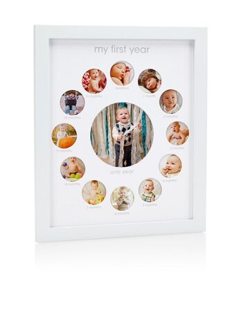 Рамка для фотографій на пам'ять про перший рік дитини, біла рамка для першого року, Біла, 63010