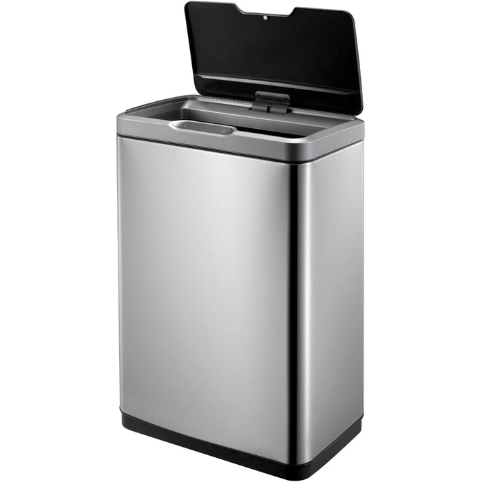 Відро для сміття EKO Sensor-Mülleimer 45 L з датчиком руху, нержавіюча сталь, Soft-Close, виймальний внутрішній відро, фіксація пакетів, антислід (Mirage, 30L)