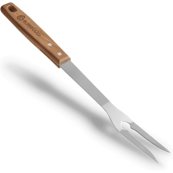 Набір гриль-посуду BURNHARD 5 предметів, 42 см, акацієве дерево, нержавіюча сталь, аксесуари для грилю (щипці, лопатка, виделка, щітка, знімач решітки)