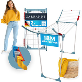 Розкладна сушарка для білизни XXL, 20 м сушильної поверхні, економна, стабільна, чорна з прищіпками для маленької білизни (Блакитний Невада)