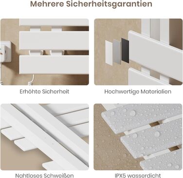 Електричний рушникосушар EMKE з Wi-Fi, 1000x500 мм, 320W, чорний (правий)