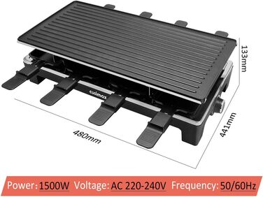 Раглеті гриль Cusimax з регульованою температурою та антипригарним покриттям для 8 осіб (1500W)