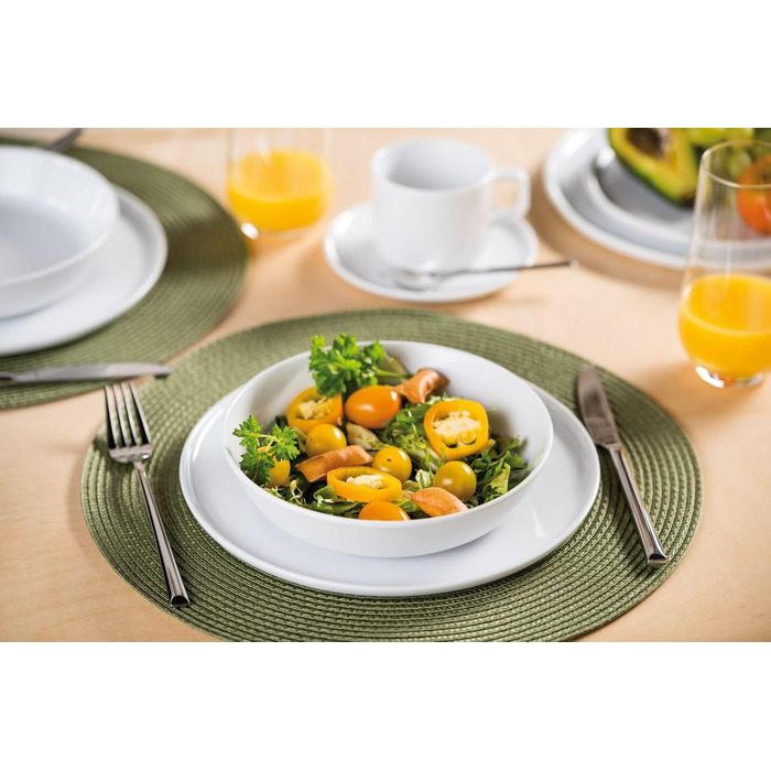 CreaTable Серія Chef Collection: 18-частинний набір посуду для 6 осіб, кавовий сервіз з порцеляни, придатний для миття в посудомийній машині та використання в мікрохвильовій печі, Made in Europe (12-частинний сервіз, білий)