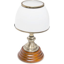 Настільна лампа Relaxdays дерев'яна модерн зі скляним плафоном білий латунний вигляд 10018911 28,5 x 16 x 16 см