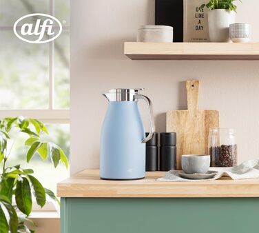 Термос Alfi SKYLINE 1.0л Pastel Water: термоізоляційний термос з нержавіючої сталі, з гігієнічним скляним вкладишем, поворотним кришкою з кнопкою, ергономічною ручкою, BPA-free, 1000 мл