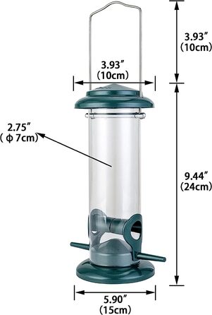 Годівниця для птахів iBorn, металева годівниця для диких птахів, годівниця для птахів, підвісна годівниця для диких птахів, 14 дюймів у поперечнику (2 порти, зелений)