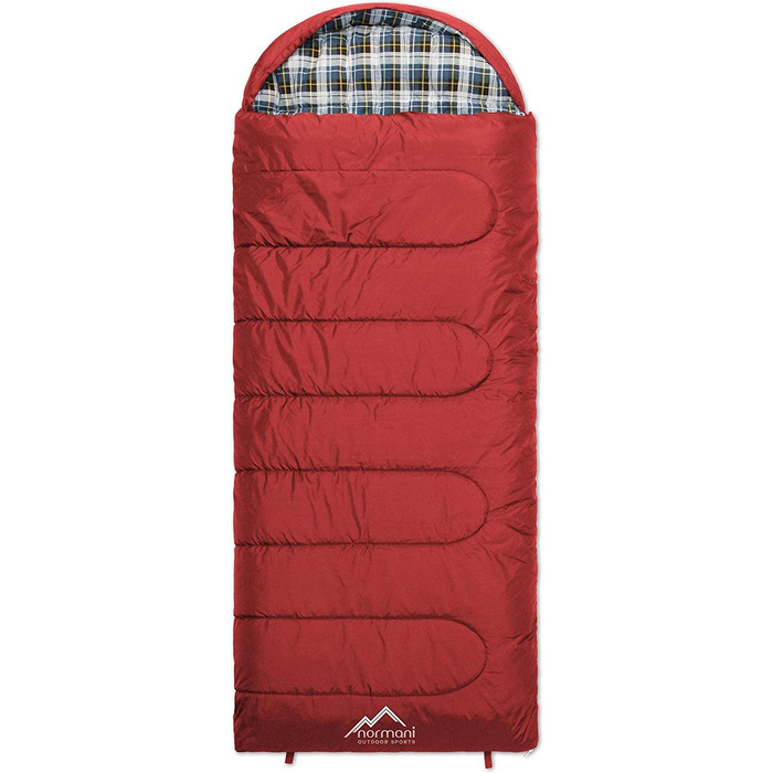 Спальний мішок 4-в-1 Extreme Outdoor Sleeping Bag 'Antarctica з нейлону Rip-Stop з наповнювачем з порожнистого волокна 500 250 г/м 220 x 90 см Темно-червоний ліворуч