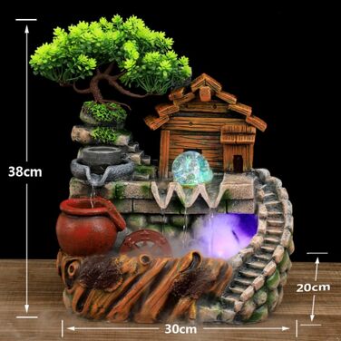 Кімнатний фонтан з LED підсвіткою - настільний фонтан, водоспад, фонтан з туманом для дому та офісу