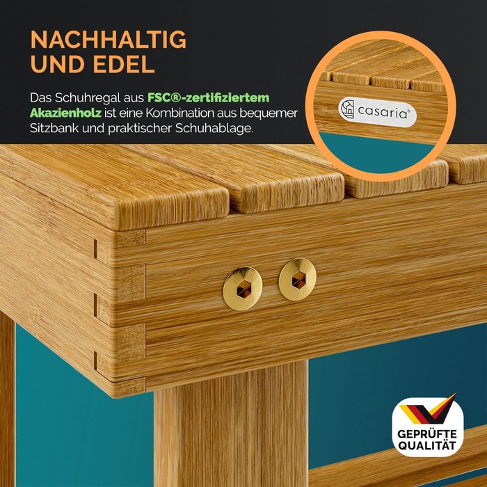 Полиця для взуття 2в1 акацієва деревина сертифікована FSC® 70x33x46см