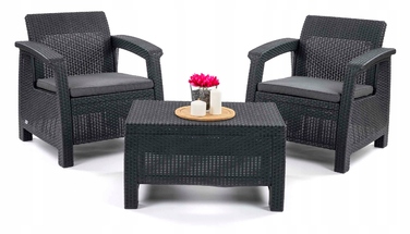 Комплект садових меблів Allibert із пластику, сірий, 3 предмети