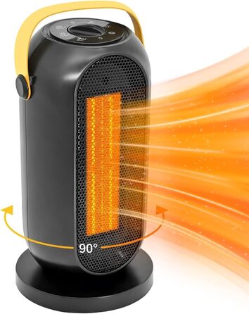 Електричний обігрівач з керамічним PTC нагрівачем, 1200W, з термостатом та захистом від перегріву та перекидання. Підходить для дому та офісу.