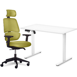 Комплект Mealux PowerDesk Lite White + Leo Air Plus Green (арт. EVO-201 Lite W/W+Y 546 KZ)
