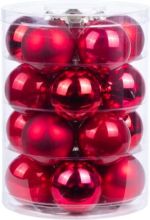 Чарівні різдвяні кулі зі скла 6 см, 20 шт. ялинкові кулі, колір (класичний червоний (червоний глянсовий / матовий / опаловий))