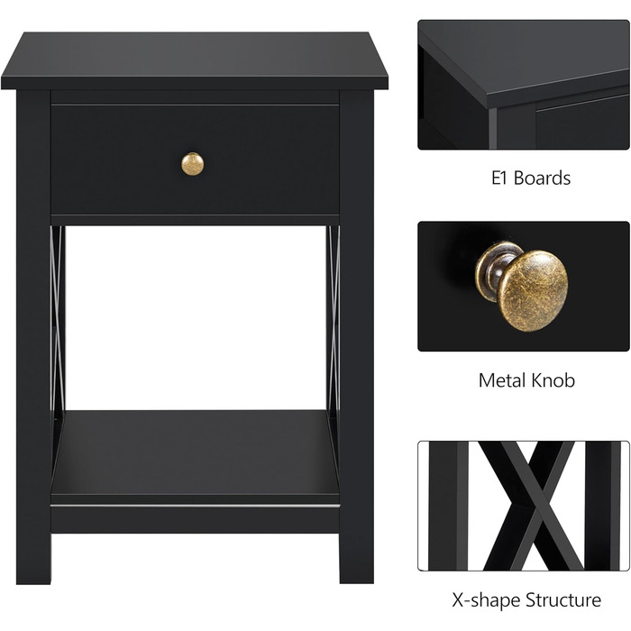 Журнальний столик Yaheetech з шухлядою та полицею, білий, для вітальні та спальні, скандинавський стиль