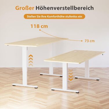 Регульований стіл за висотою з USB-C, електричний стіл з пам'яттю, стоячий стіл, комп'ютерний стіл для офісу, білий Pro, 180 x 80 см