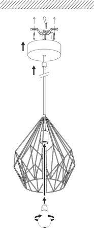 Підвісний світильник EGLO Carlton, вінтажний підвісний світильник на 1 полум'я, підвісний світильник ретро з металу в матовому кольорі, цоколь E27 (сріблястий)