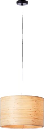 Підвісний світильник в стилі природи - підвісний світильник з абажуром, що регулюється по висоті і регулюється з відповідним джерелом світла - виготовлений з металу/дерева - у світло-коричневому/чорному кольорі - Ø 35 см