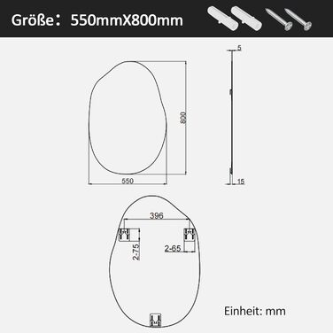 Дзеркало для ванної кімнати Boromal, чорне, 55x80 см, вертикальне/горизонтальне, для ванної, вітальні, гостьового WC