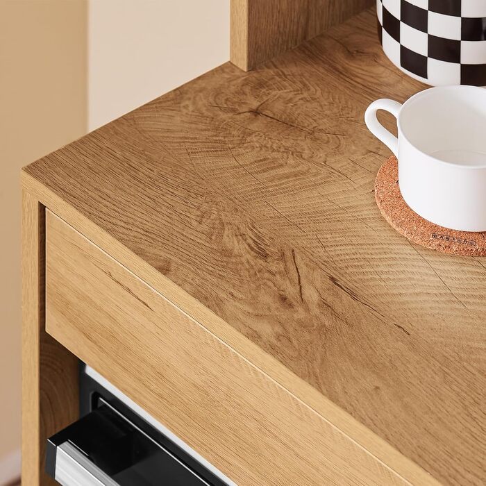 Кухонна шафа SoBuy з мікрохвильовою нішею (Ø6 см) та жалюзі-дверцятами, буфет, багатофункціональна шафа, меблі для кухні та вітальні, дуб-чорний, 107×40×85 см, FSB103-N