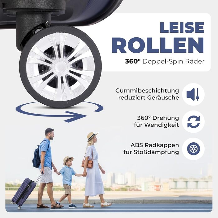 Набір валіз Onbest 3 шт. XXL (20', 24', 28') з ABS, з колесами, + вага – блакитний