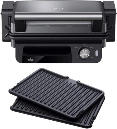 Електричний гриль Braun MultiGrill 7 CG7020: 3-в-1 (контактний гриль, BBQ, духовка), 2000W, велика площа (12 бургерів), планка & гриль, для дому, срібний