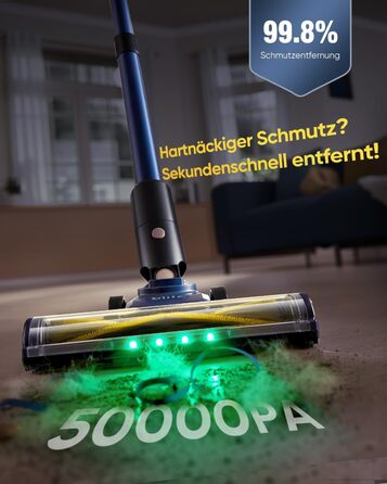 Акумуляторний пилосос Vexilar Leichter 50Kpa, 50хв, 450W, LED-дисплей, 6-в-1 для килимів, підлоги, шерсті тварин, авто, синій