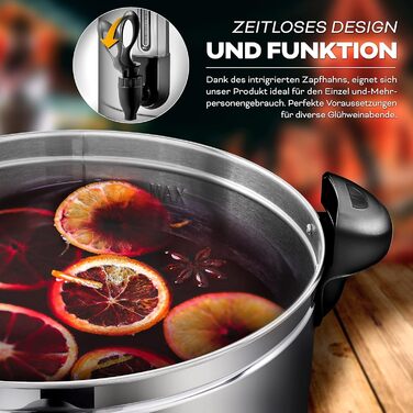 ТRESKO® Електричний казанок для глінтвейну на 30 літрів з нержавіючої сталі, 2500W, автомати для гарячих напоїв, нагрівач води