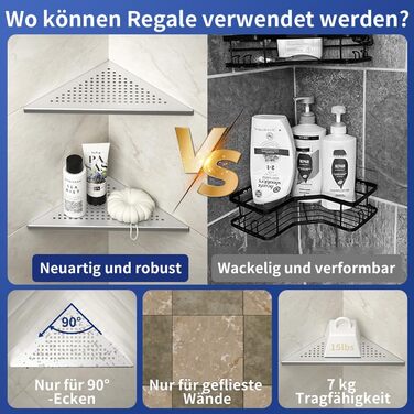 Поличка для душу Eck, нержавіюча сталь 304, 2 шт., для плитки, монтаж в стіну, реновація ванної кімнати