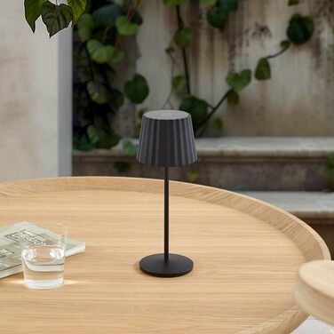 LED акумуляторна настільна лампа Lindby з димером та сенсорним керуванням, портативна, IP54, для дому та саду (чорна)