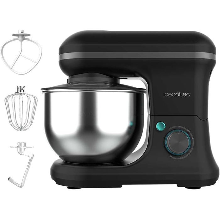 Міксер Cecotec Cecomixer Merengue 5L з потужністю 1200 Вт, 6 швидкостей, чорний, з нержавіючою чашею 5л та набором для збивання та замішування