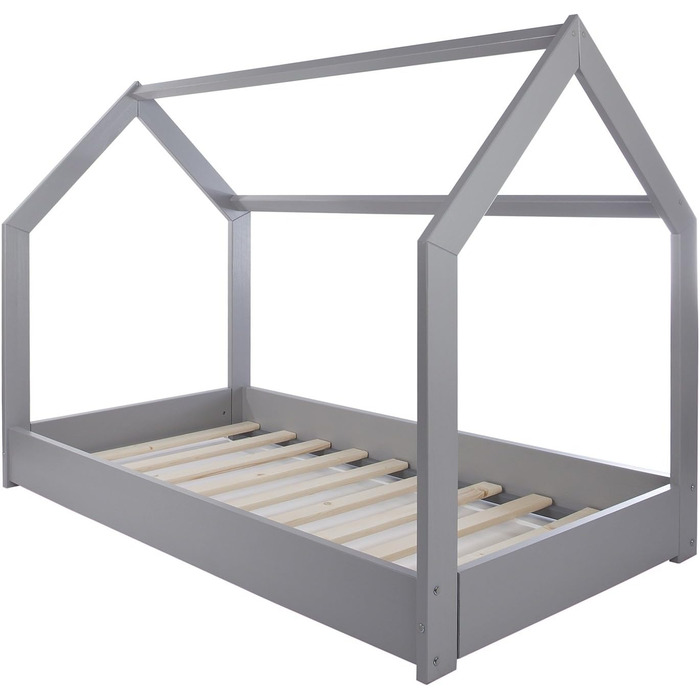 Ліжко-домік Velinda для дітей, ліжко-ігровий будиночок, односпальне ліжко, скандинавський дизайн (сірий колір)