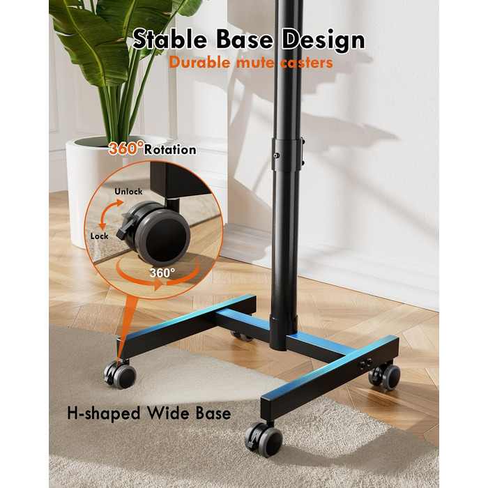 Мобільний підставка для телевізора на колесах FORGING MOUNT, 23-60 дюймів, регулювання висоти та нахилу, VESA 400x400, до 40 кг