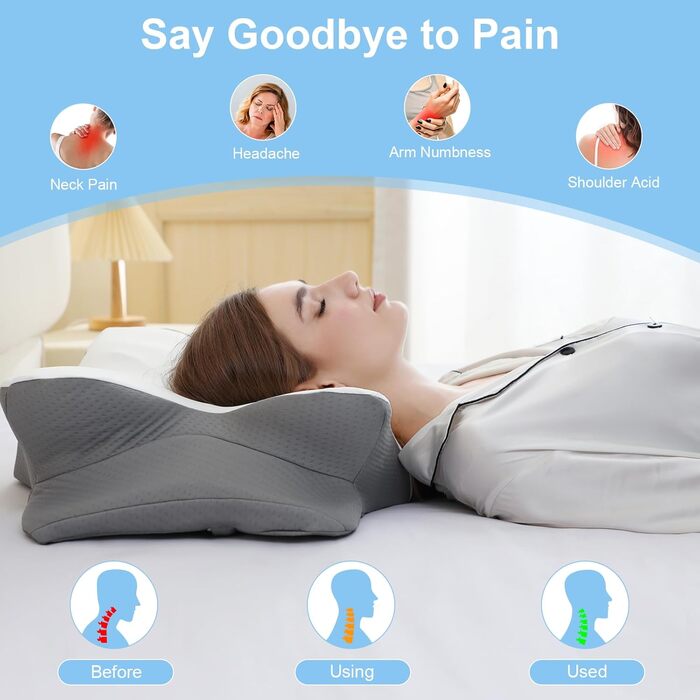 Ортопедична подушка HBYGE з Memory Foam для сну на боці, ергономічна подушка для шиї