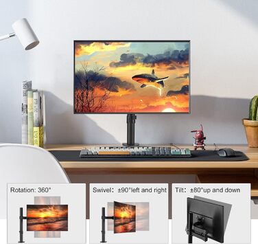 Кріплення для монітора Bracwiser - тримач для LCD/LED моніторів 13-32 дюймів, до 10 кг, регульована висота, VESA 75x75/100x100, чорний