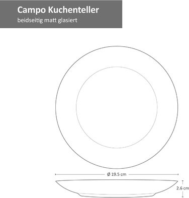 Комбінований сервіс Campo Cream 24 шт. на 6 осіб I Керамічний набір посуду кремовий з чорним обідком