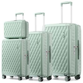 Набір валіз Sea Choice Matcha Grün: 4 шт. (55/65/75 см) з жорстким корпусом, захистом кутів, TSA-замком та косметичкою