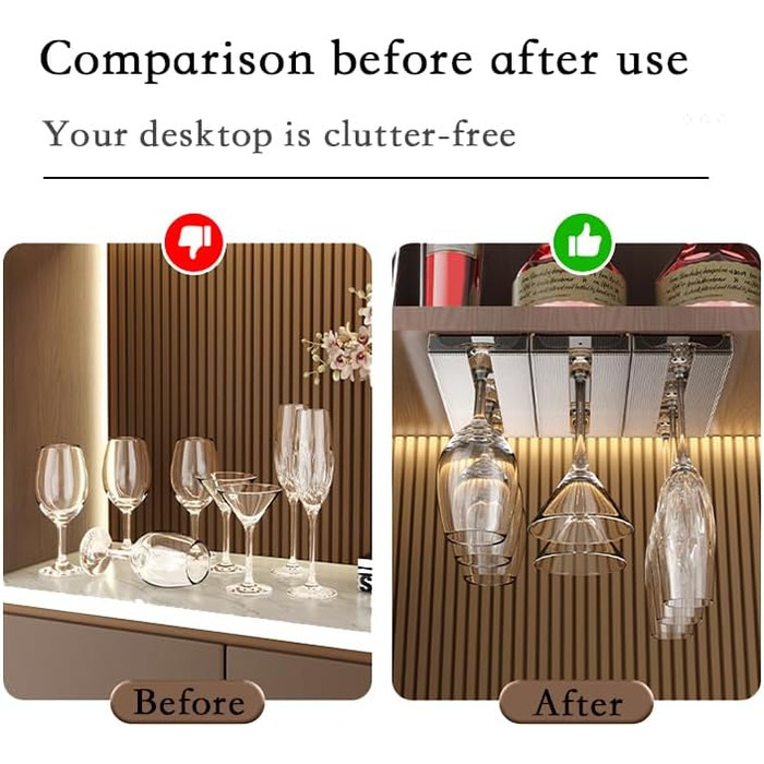 Тримач для келихів вина під шафу, 2 шт. - Тримач для келихів, полиця-тримач для кухні, дому та бару (сірий)