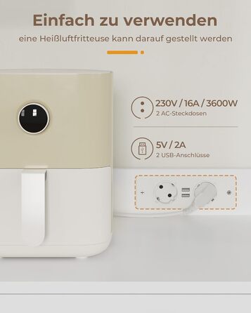 Буфет-шафа з робочою поверхнею, велика шухляда, регульовані полиці, 3 гачки, LED-підсвічування, для кухні, вітальні, їдальні (білий)